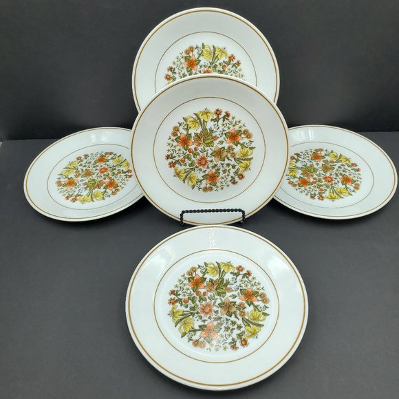 Corelle Indian Summer Small Lunch Salad Plates 8.5" Brown Orange Yellow Flowers - Picture 1 of 6